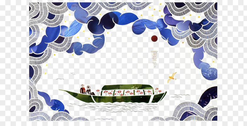 Decorative Painting Ship Papercutting Watercolor Illustration PNG