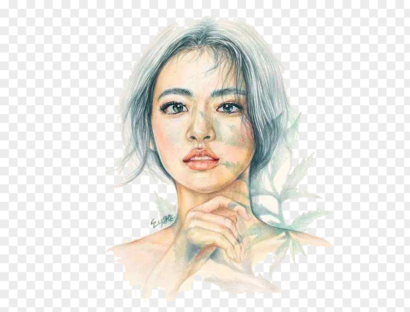 Fantastic Style, Exquisite Makeup, Chalk Painting Of Women Sidewalk Watercolor Illustration PNG