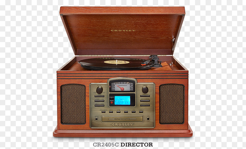 Radio Crosley CR2405A-OA Director CD Recorder With Cassette Player Compact Disc Phonograph Record PNG