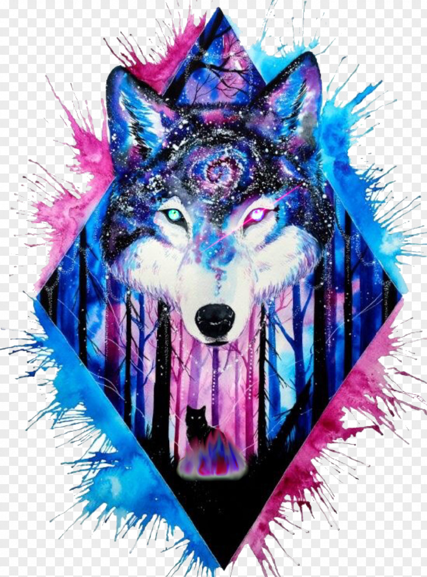 Painting Gray Wolf Watercolor Drawing PNG