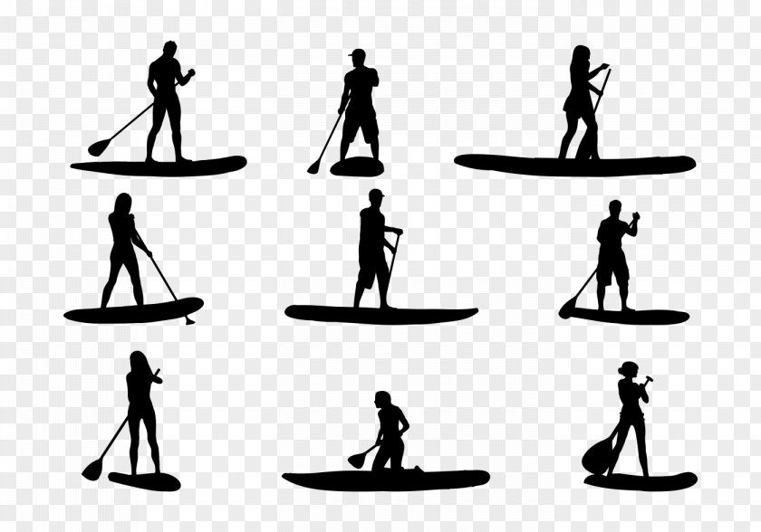 Silhouette Standup Paddleboarding Clip Art PNG