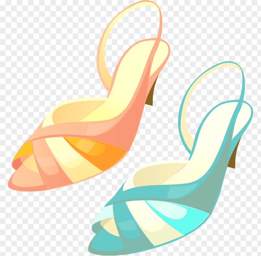 Two-color Hand-painted Sandals Sandal Shoe High-heeled Footwear PNG