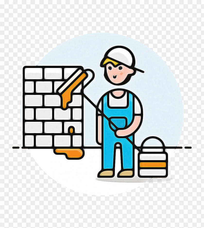 Cartoon Construction Worker Line Bricklayer PNG