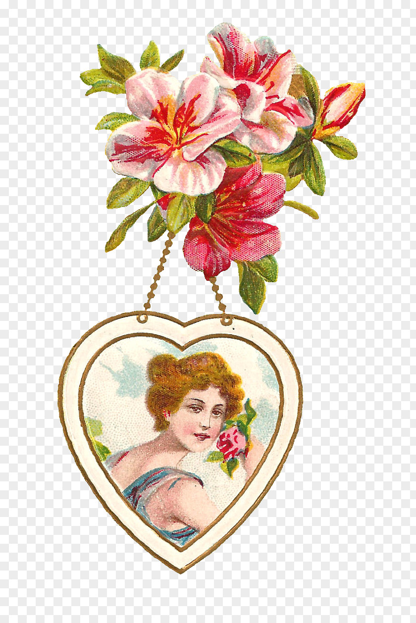 Flower Vintage Valentine's Day Heart Clip Art PNG