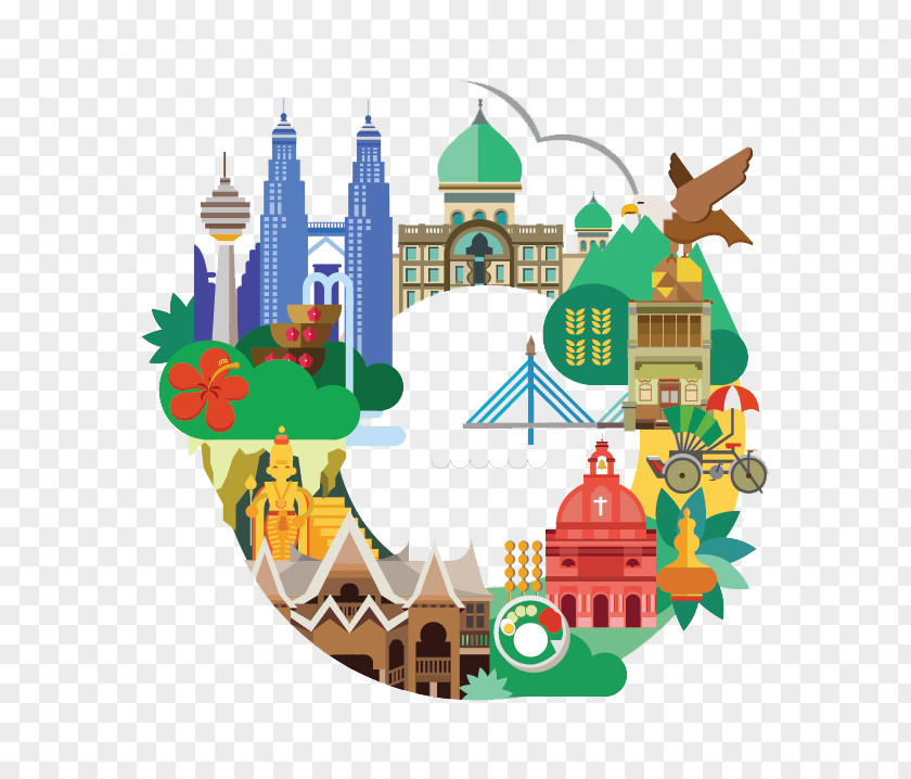 Flat World Travel Malaysia Graphic Design Illustration PNG