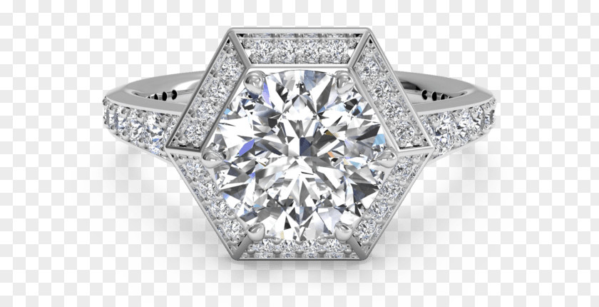 Ring Halo Engagement Diamond Cut PNG