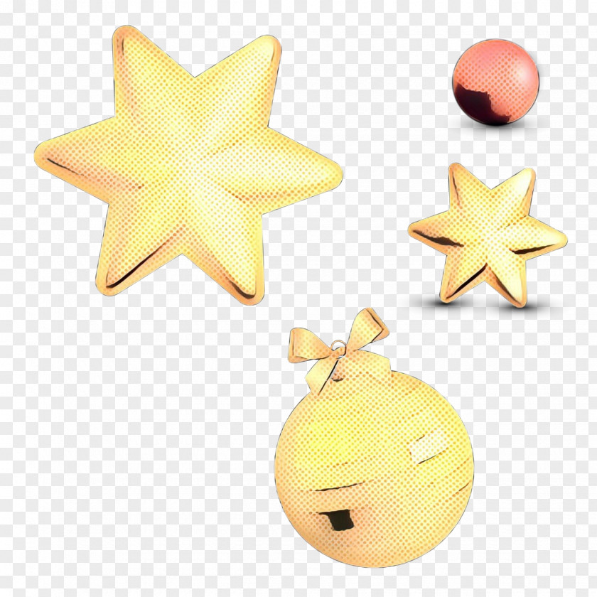 Metal Earrings Yellow Star PNG