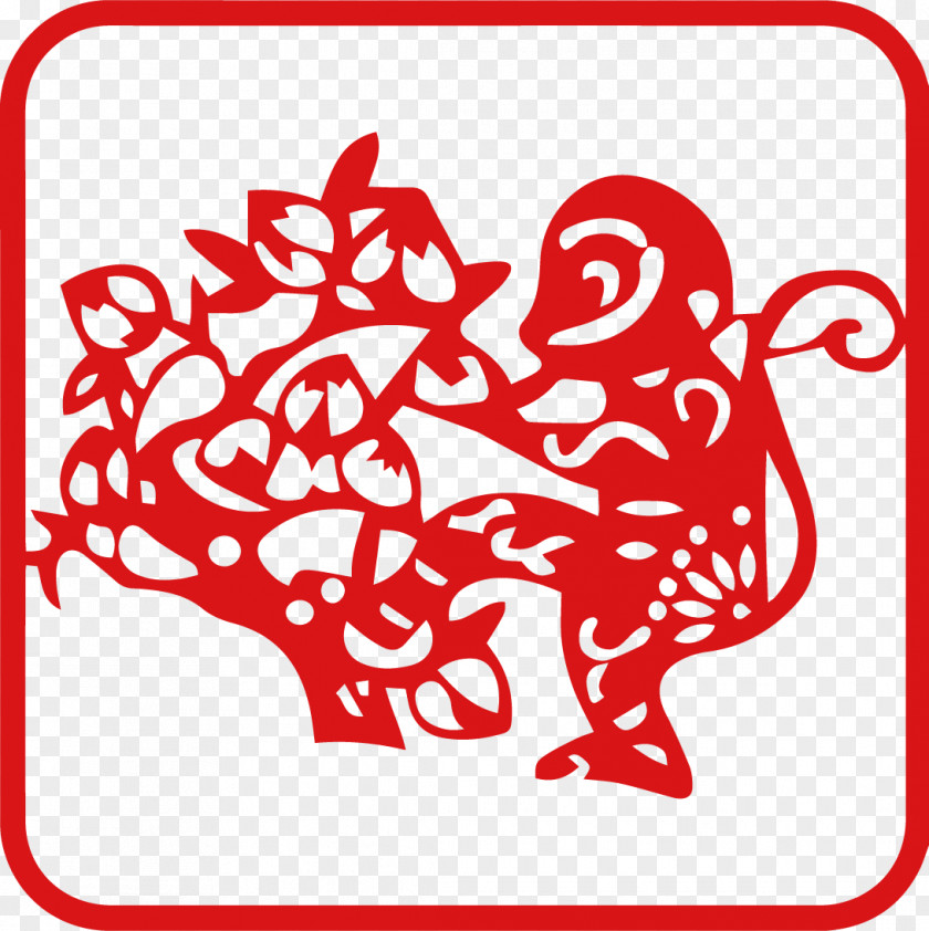 Silhouette Vector Zodiac Monkey Papercutting Dog Chinese Paper Cutting PNG