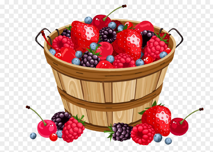 Strawberry Raspberry Basket PNG