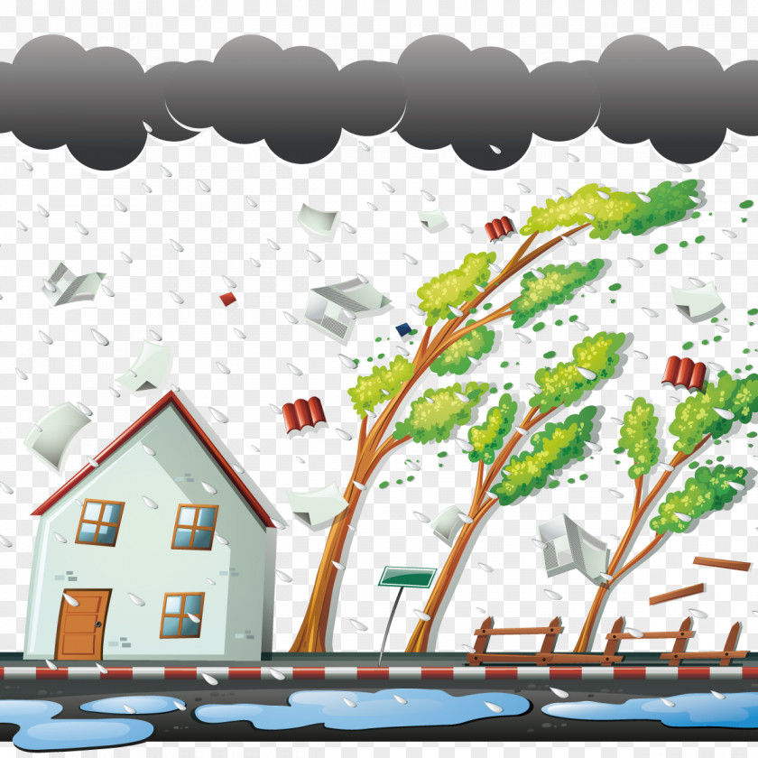 Vector Typhoon Came Thunderstorm Wind Clip Art PNG