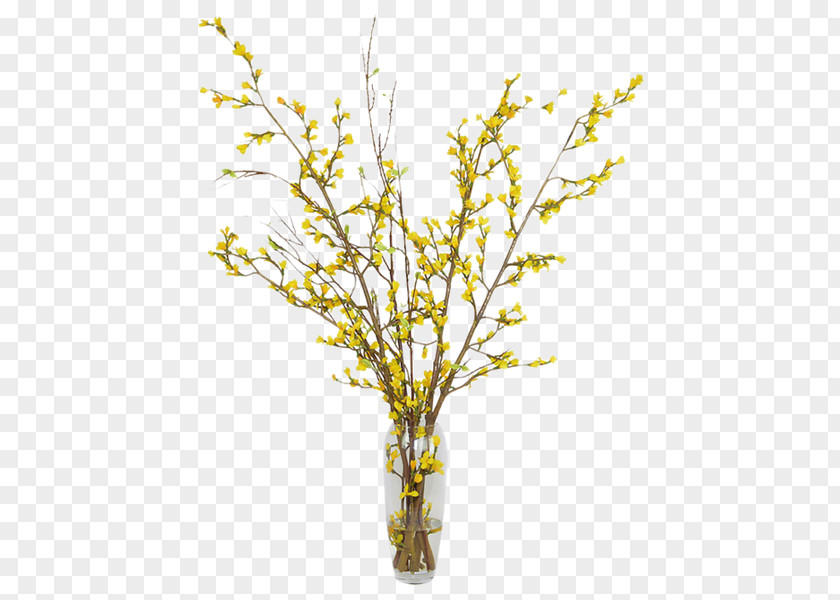 Glass Vase Forsythia Cut Flowers Artificial Flower PNG