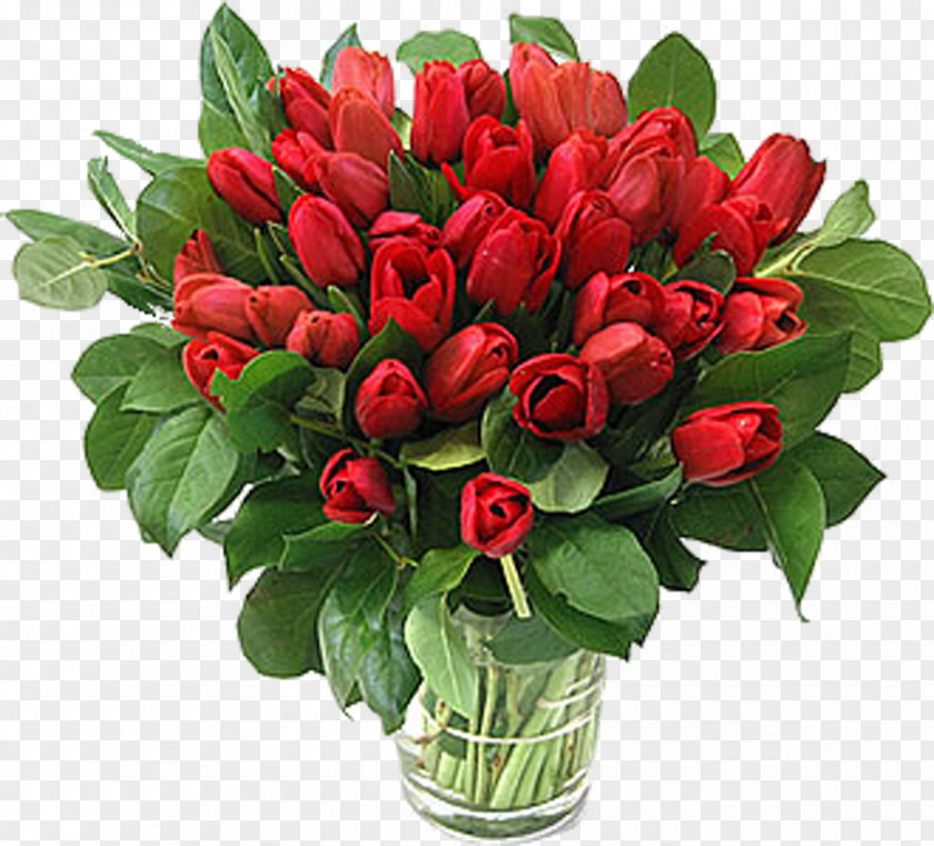 Bouquet Tulip Red Flower Valentine's Day PNG