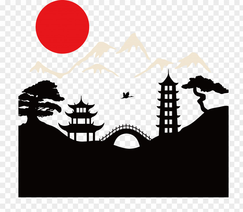 Japanese Style Illustration Japan Landscape Painting PNG