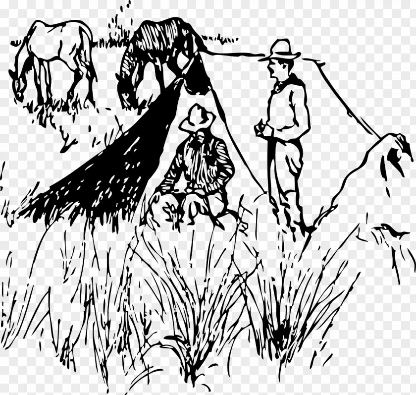 Camping Black And White Clip Art PNG