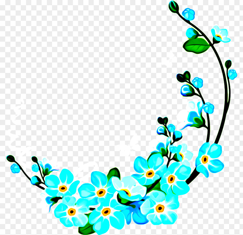 Flower Plant Turquoise Aqua Clip Art Teal Branch PNG