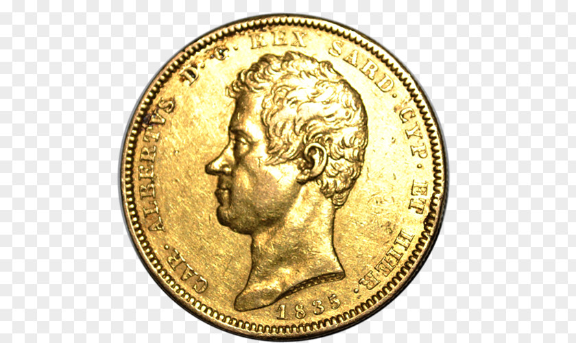Gold Coin Kingdom Of Sardinia Italian Lira Silver PNG