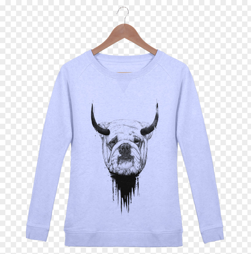 Light Bulldog T-shirt Sweater Bluza Collar Crew Neck PNG