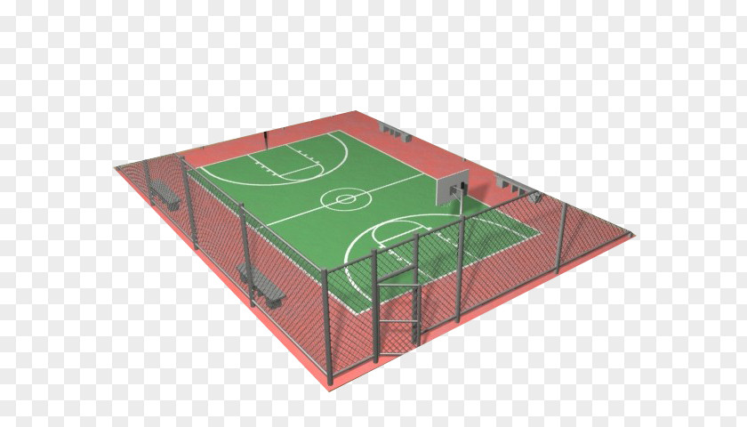 Black Fence, Red Green Long Basketball Court PNG