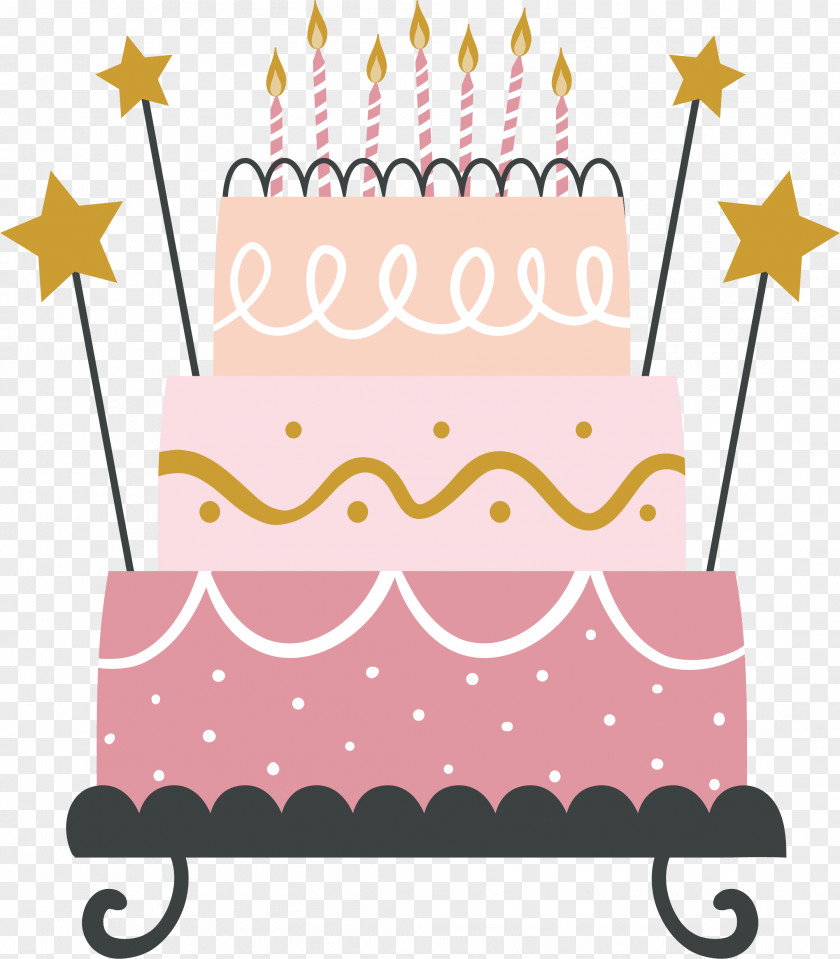 Lovely Pink Cake Layer Cupcake Birthday PNG