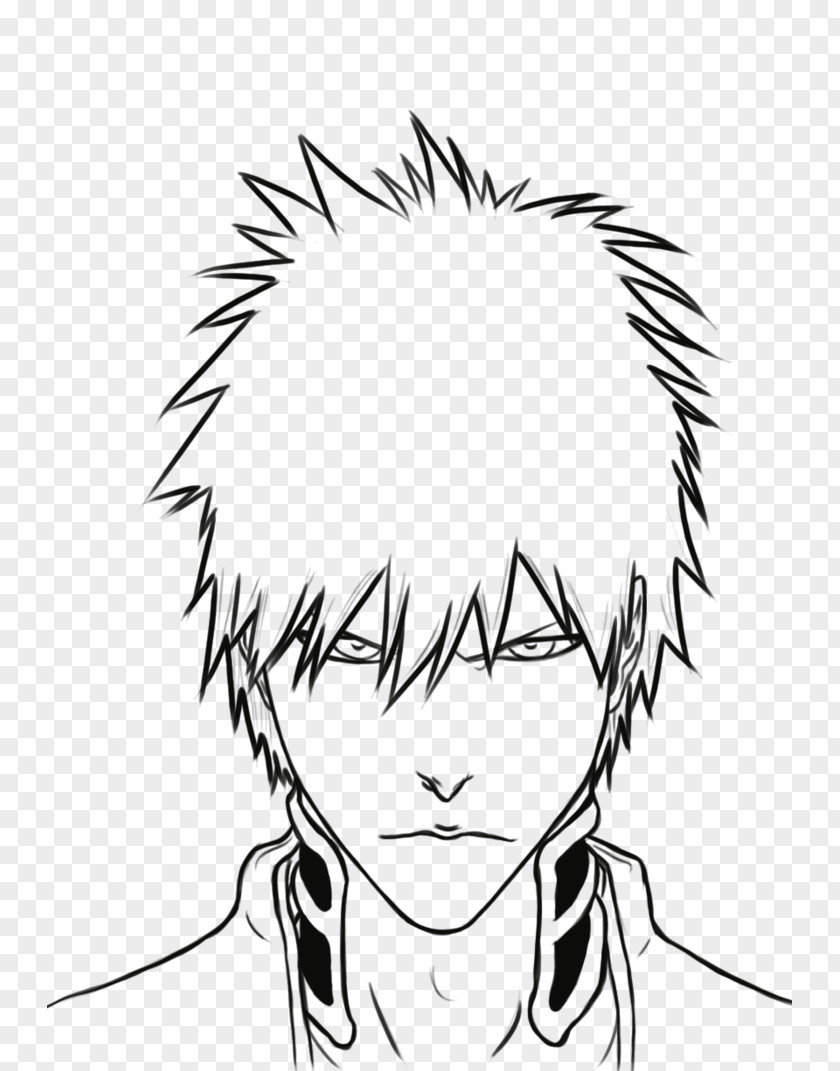 Ichigo Kurosaki Line Art Drawing Bleach PNG