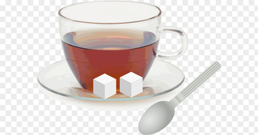 Glass Cup Tea Coffee Sugar Cubes Clip Art PNG