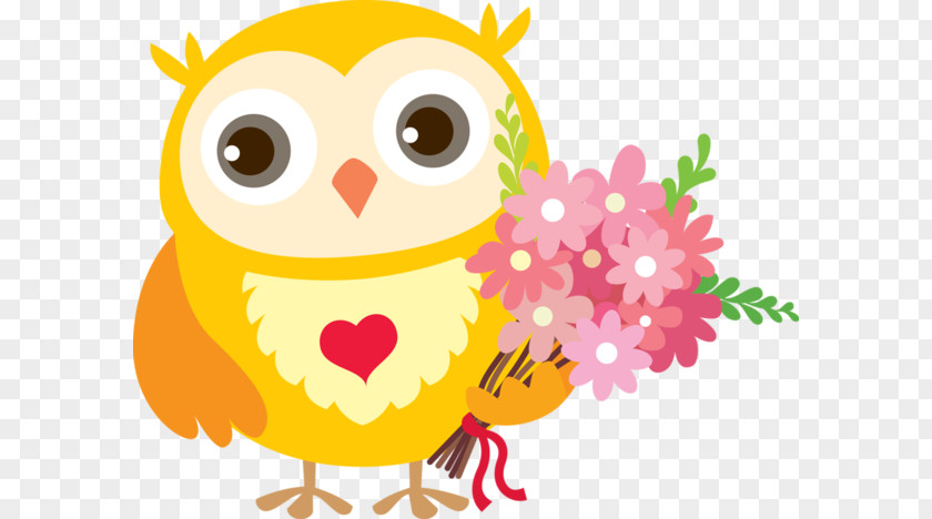 The Owl Holds Bouquet Little Bird Drawing PNG