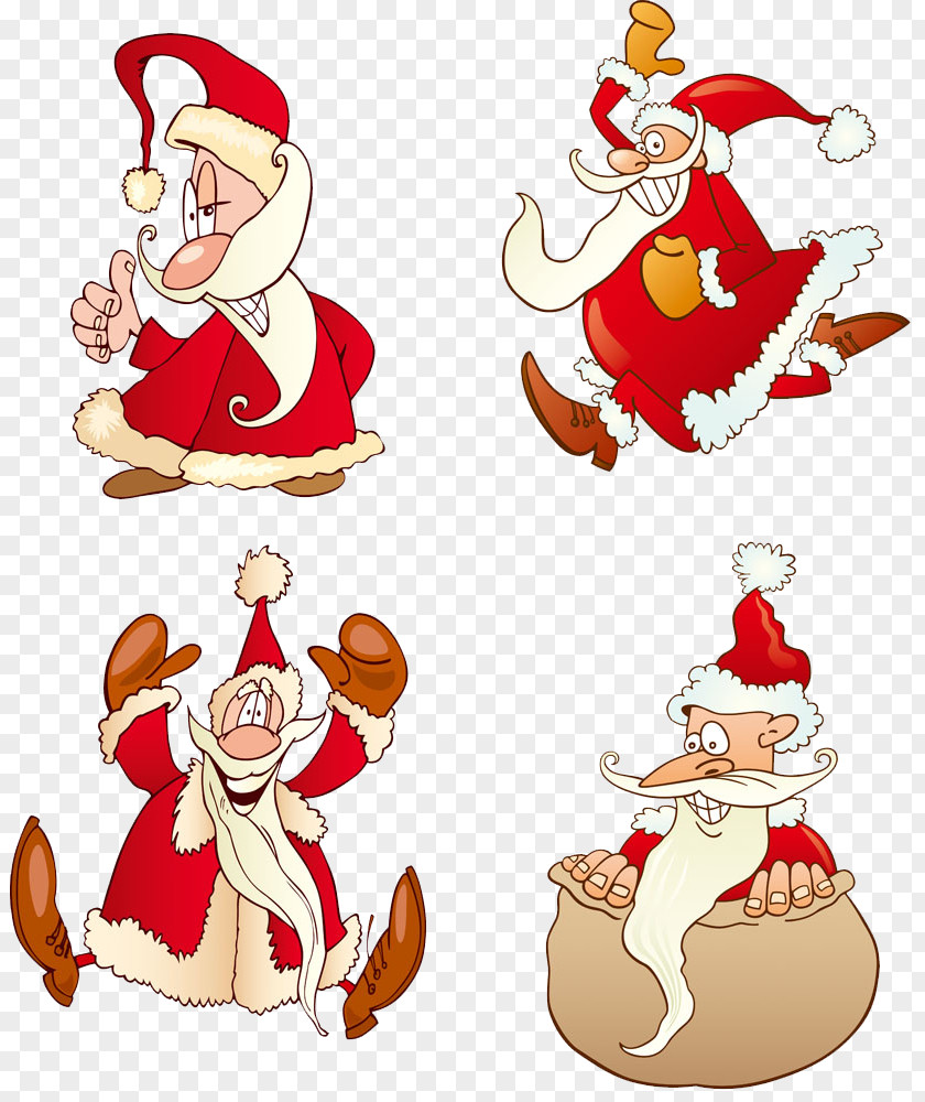 Crazy Santa Claus Christmas Cartoon Illustration PNG