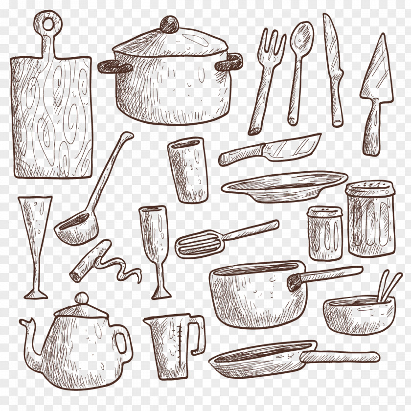 Vector Kitchen Table Utensil Drawing Kitchenware PNG