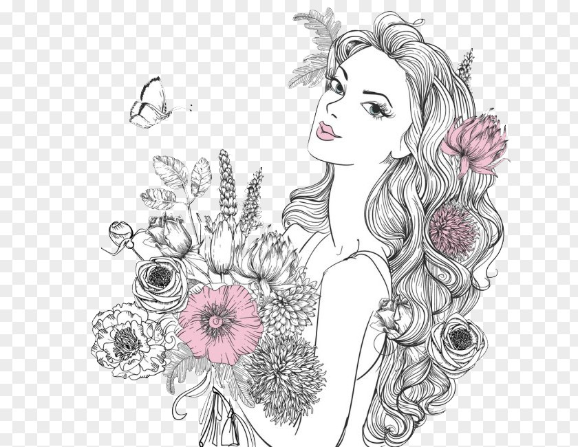 Woman Holding Flowers Flower Portrait Clip Art PNG