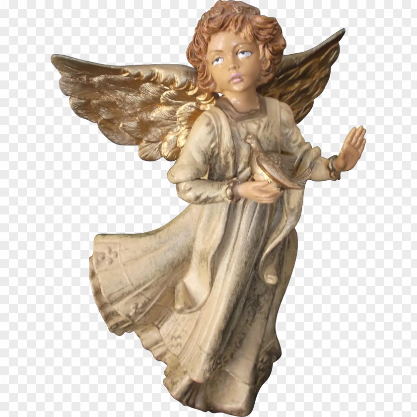 Vintage Gold Cherub Angel Figurine Christmas Ornament Statue PNG