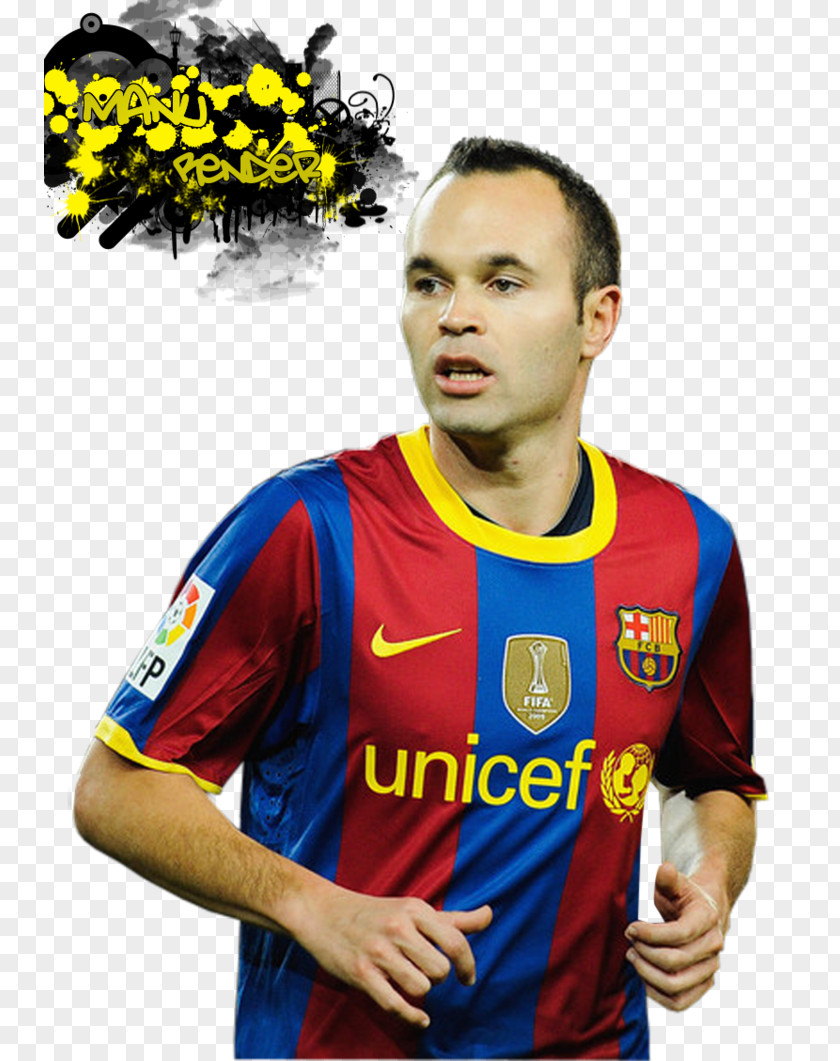 Fc Barcelona Andrés Iniesta FC Jersey Football Player Rendering PNG