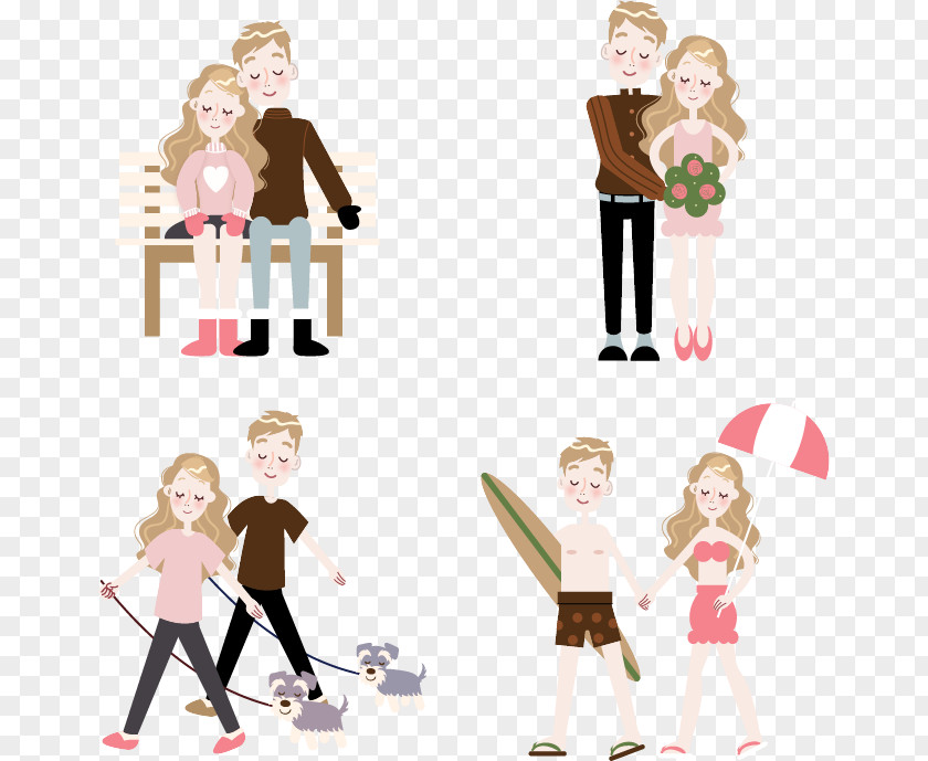 Couple Daily Illustration Dog Significant Other PNG