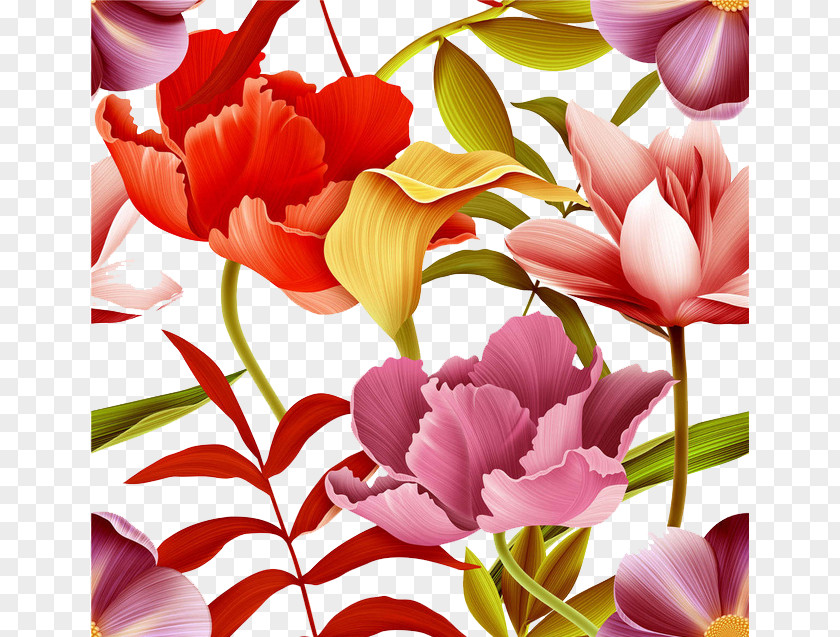 Floral Decoration Paper Textile Digital Printing Polyester PNG