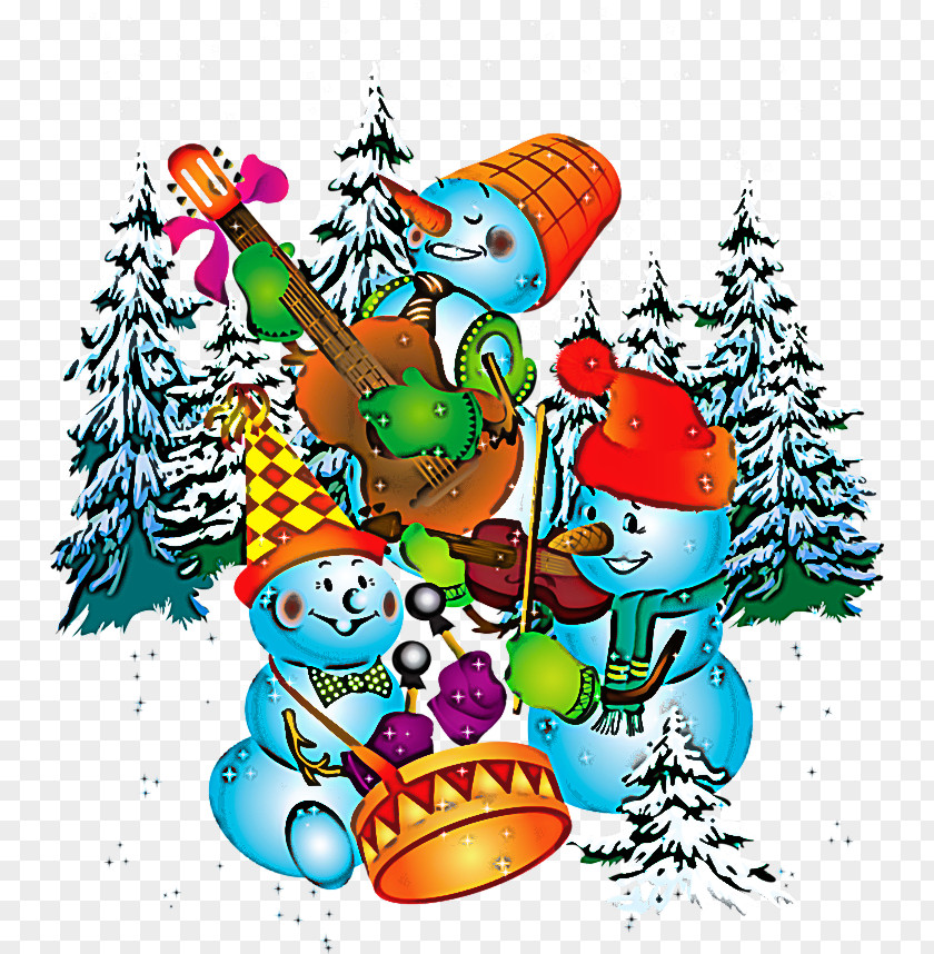 Cartoon Christmas Eve Winter Playing In The Snow PNG
