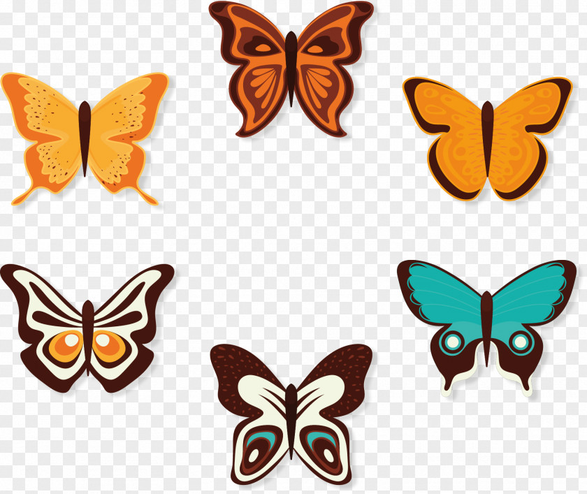 Retro Pattern Butterfly Monarch Clip Art PNG