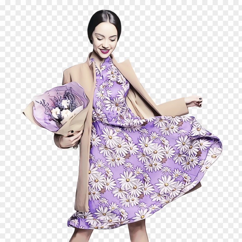 Satin Fashion Model Lavender PNG