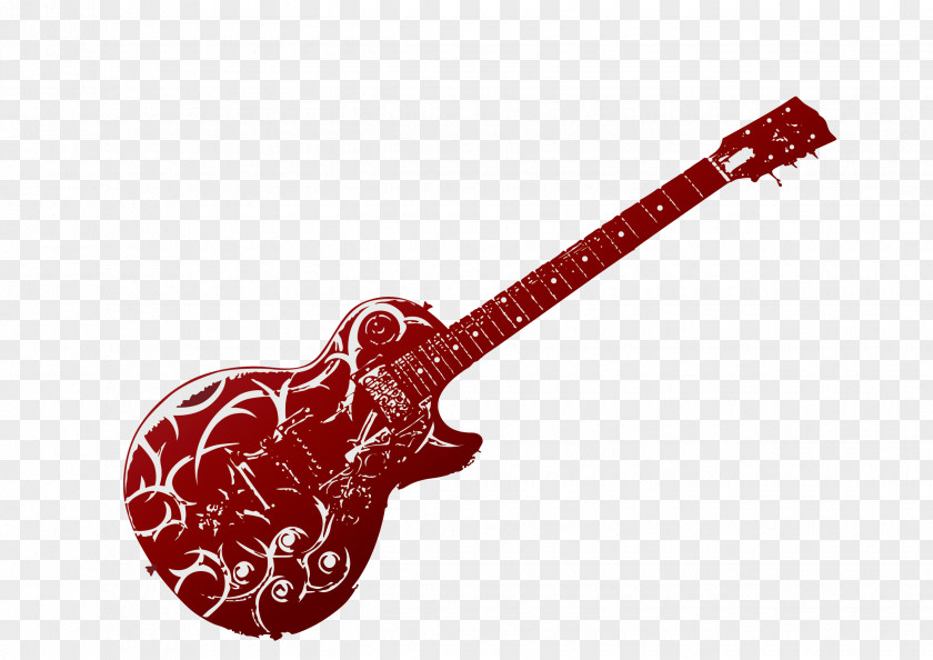 Big Red Guitar Vector Electric Ukulele PNG