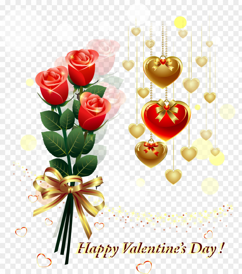 Valentines Day Greetings Garden Roses Cut Flowers Clip Art PNG