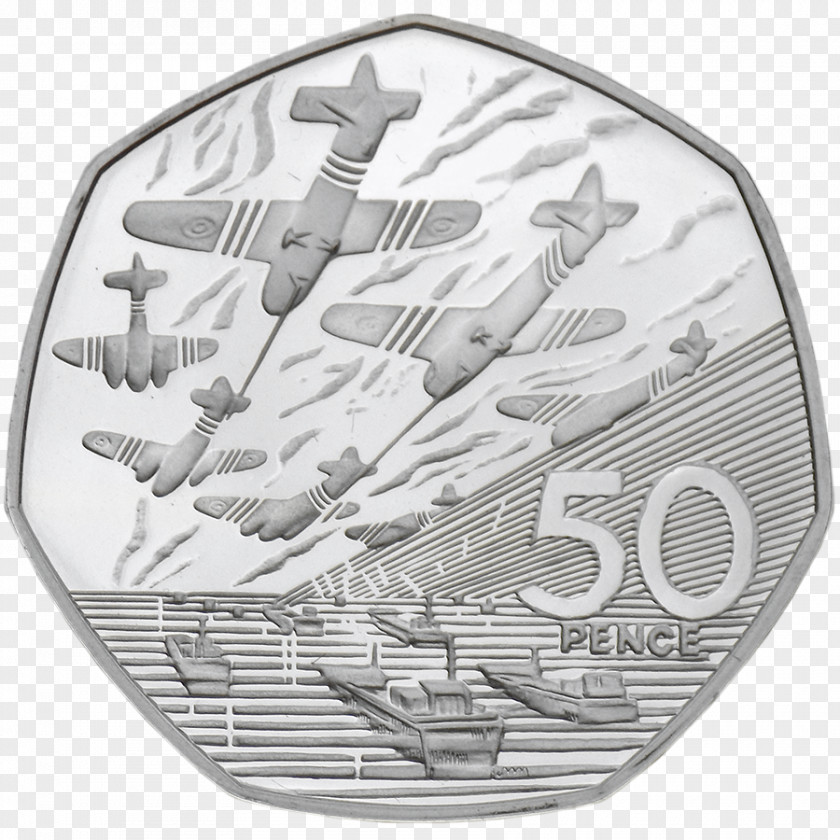 Barclaycard Illustration The Royal Mint Fifty Pence Uncirculated Coin D-Day PNG