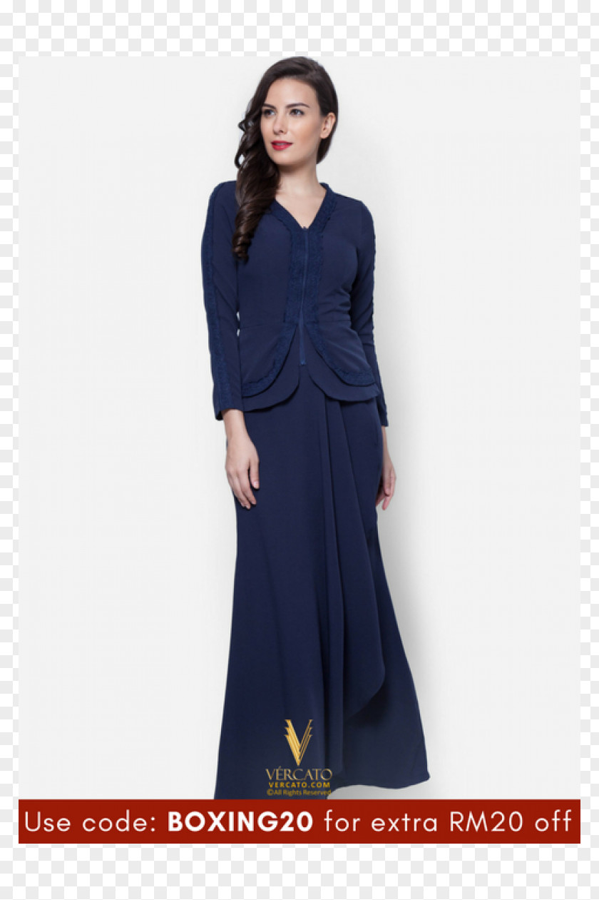 Dress Robe Baju Kurung Navy Blue PNG
