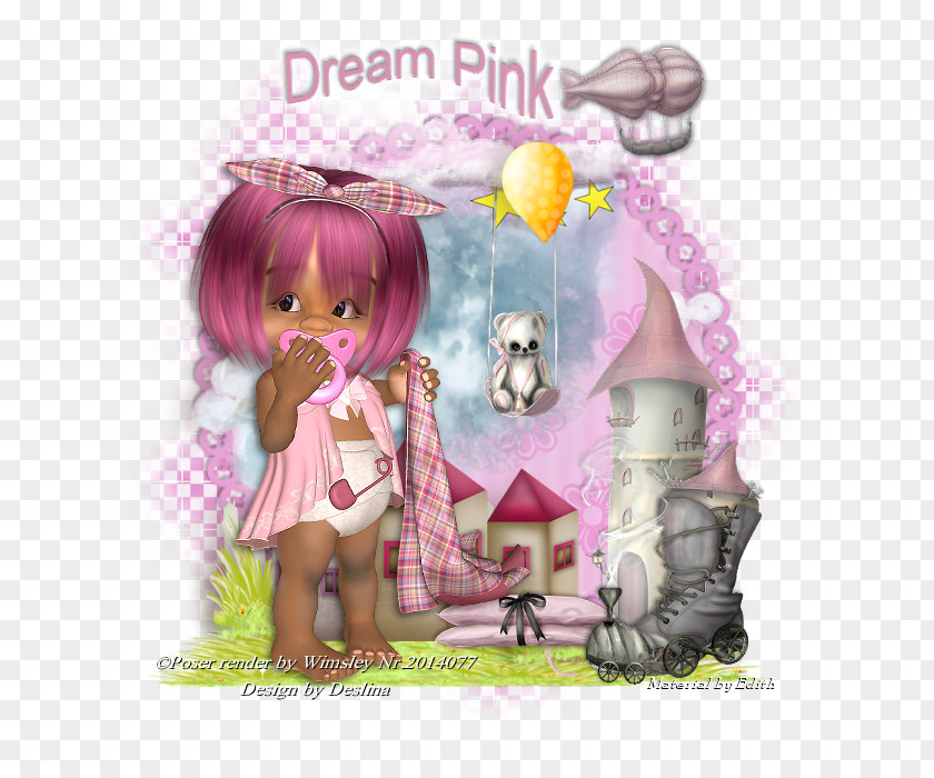 Dreamy Doll Cartoon Illustration Pink M Desktop Wallpaper PNG