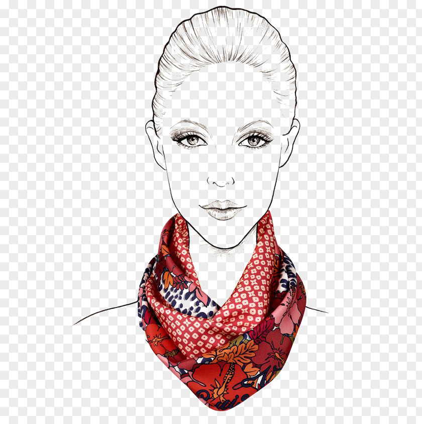 European And American Fashion Woman Illustration Louis Vuitton Scarf PNG