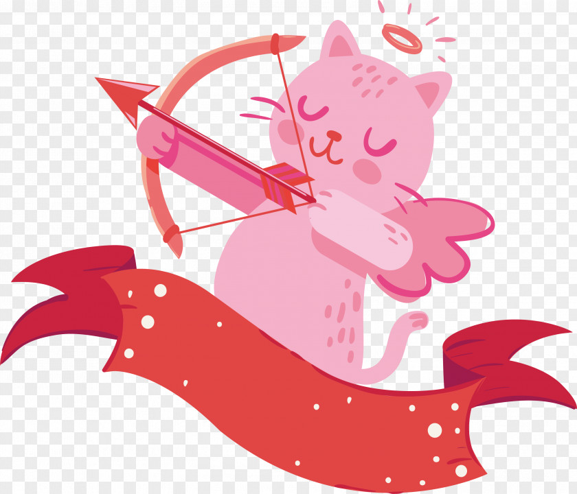 Pink Love Cupid Kitten Sticker Clip Art PNG