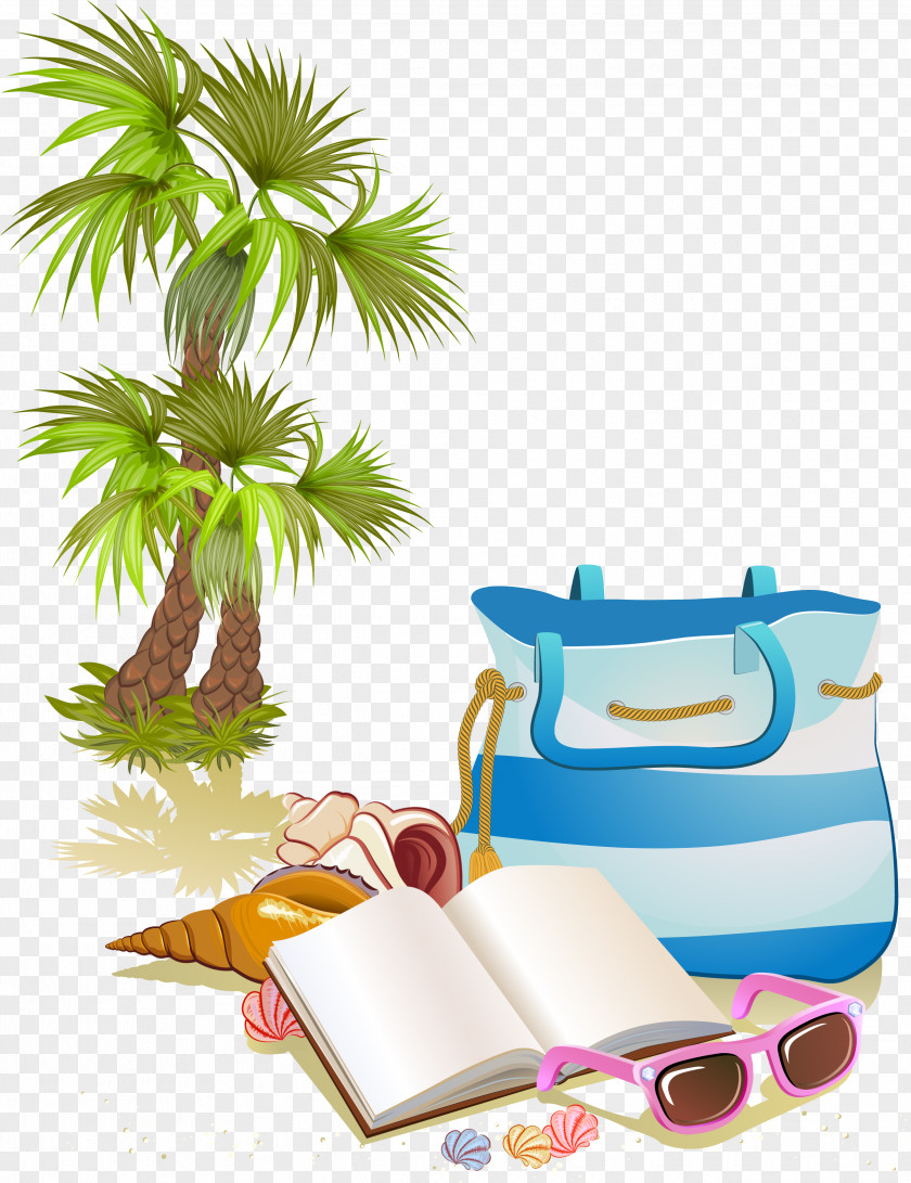Seaside Vacation Handbags Coconut Tree Vector Euclidean Summer Clip Art PNG