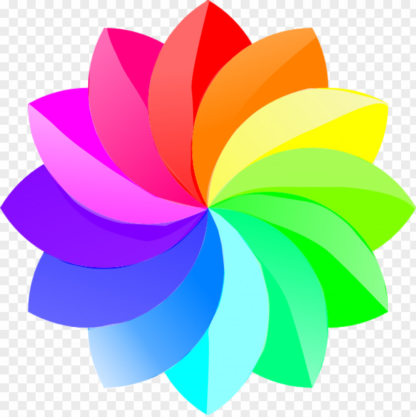 Colorful Rotating Color Rainbow Flower Clip Art PNG