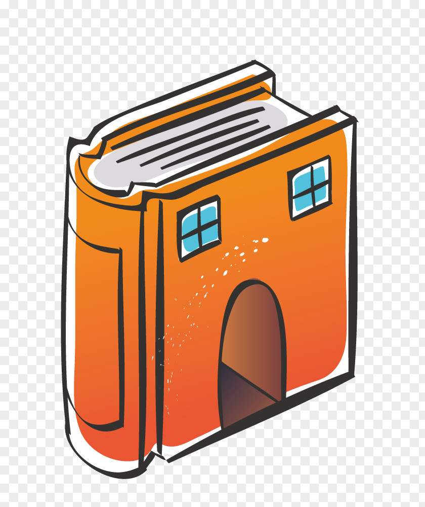 Orange Book Cabin Illustration PNG