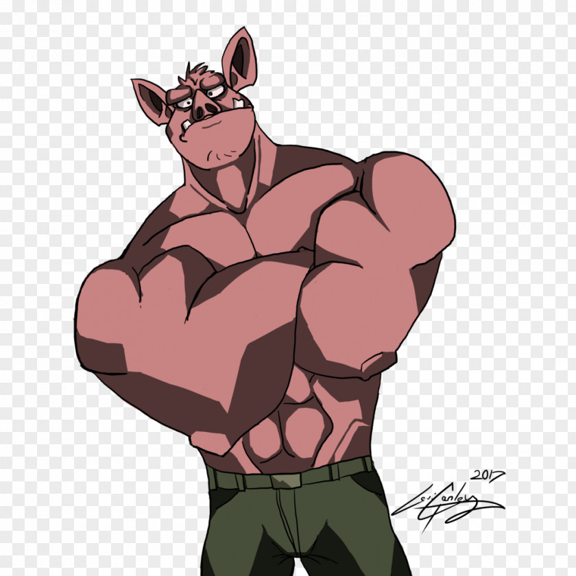 Muscle Pig Drawing Mammal Cartoon PNG