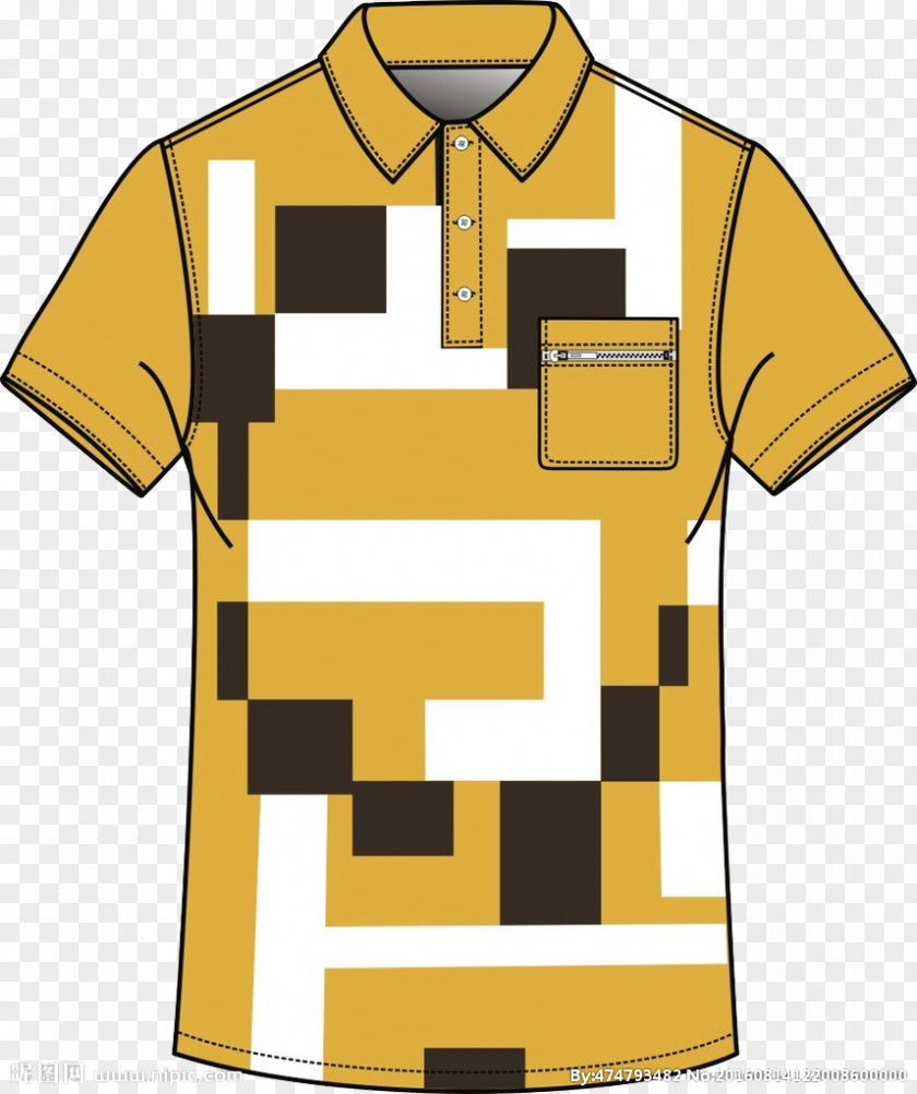 Yellow T-shirt Designer Polo Shirt PNG