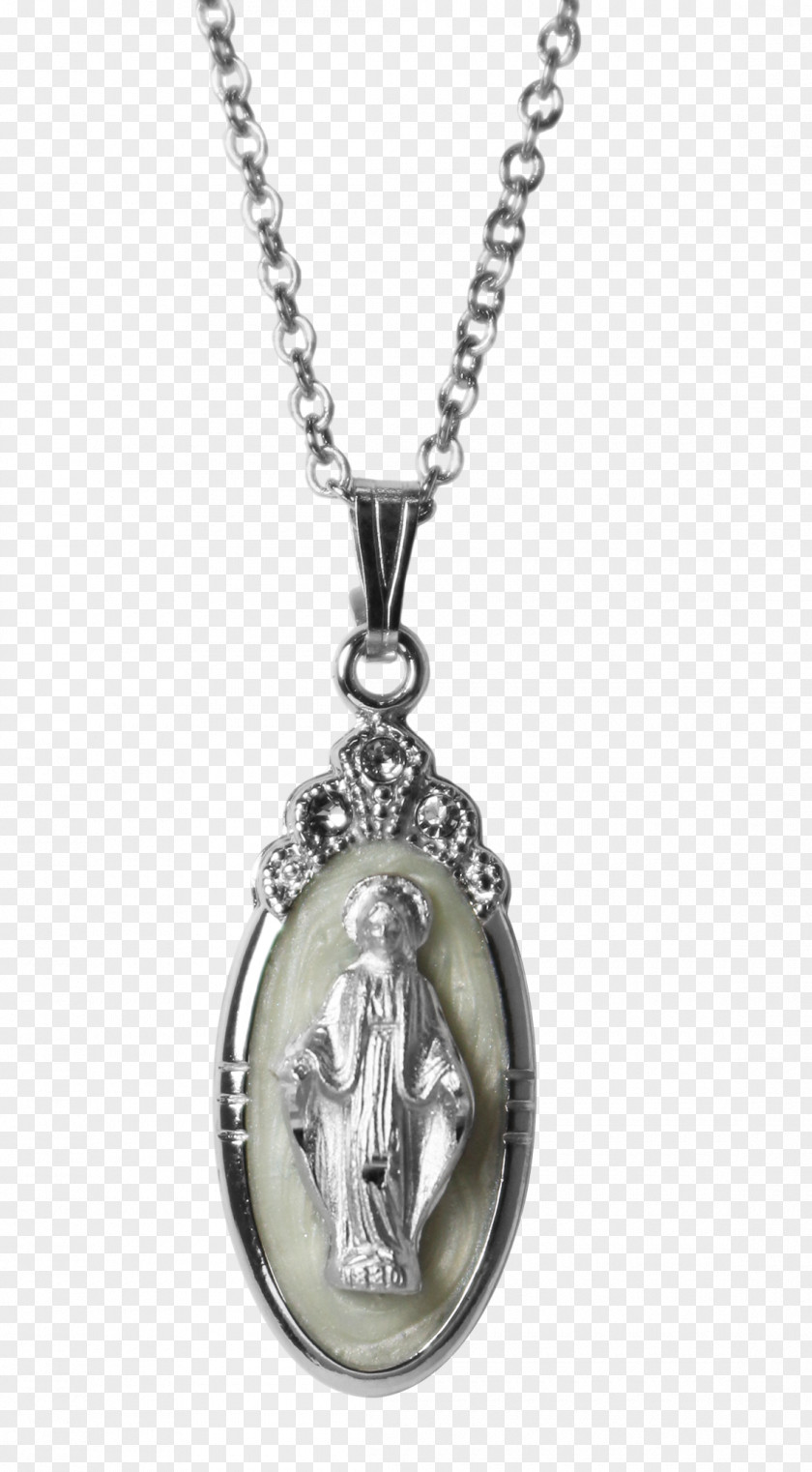 Pearl Chain Locket Our Lady Of Guadalupe Silver Chapel The Miraculous Medal PNG
