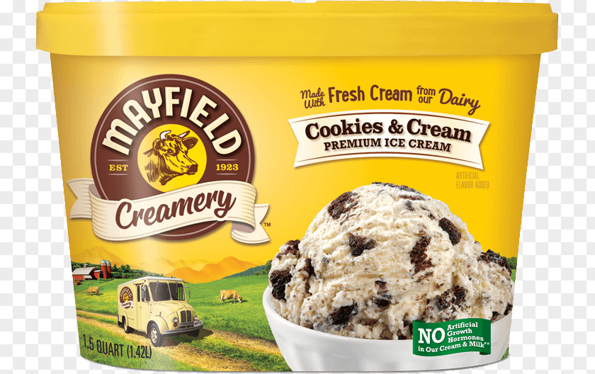 Cookies And Cream Ice Fudge Milk Mayfield Dairy PNG